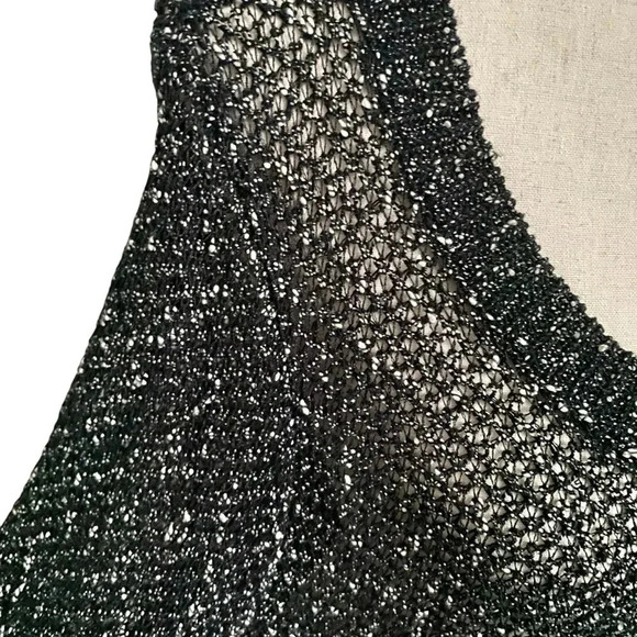 Eileen Fisher Designer Black Fishnet Knit Tunic Sweater Large Italian Yarn - Picture 6 of 13